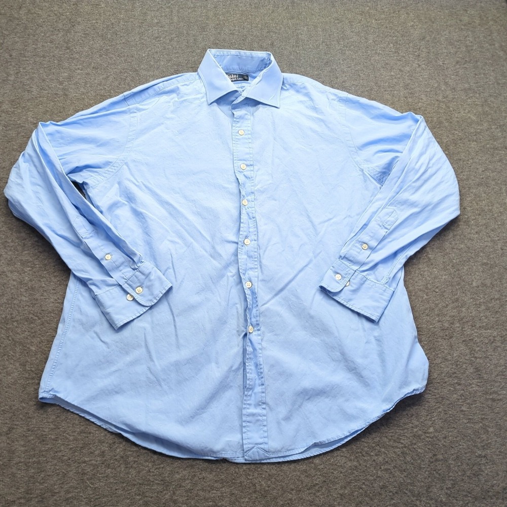 Polo Ralph Lauren Shirt Mens Extra Large 17 Blue Preppy Office